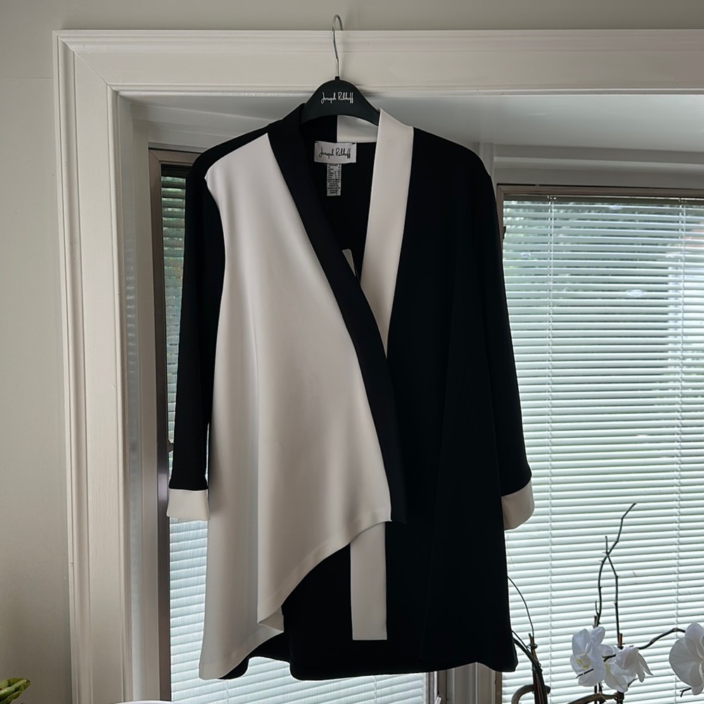 Joseph Ribkoff 3 Button Cape Jacket With Nehru Collar Black